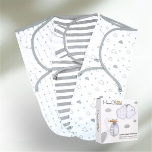 Mama Cheetah Adjustable Swaddles Set 100% Organic 7-14lbs Newborn 0-3 month Gray
